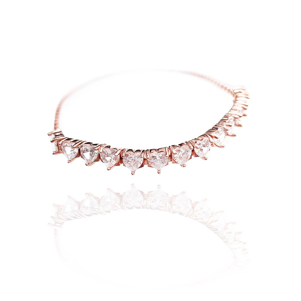 Сребърна гривна Сърцa White Gold