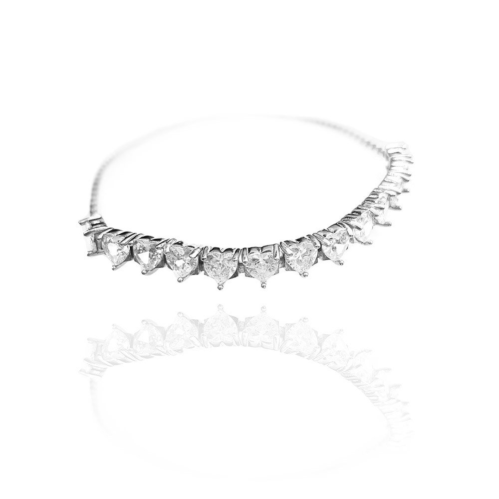 Сребърна гривна Сърцa White Gold